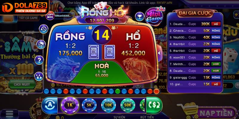 Cách tính điểm trong trò chơi rồng hổ DOLA789